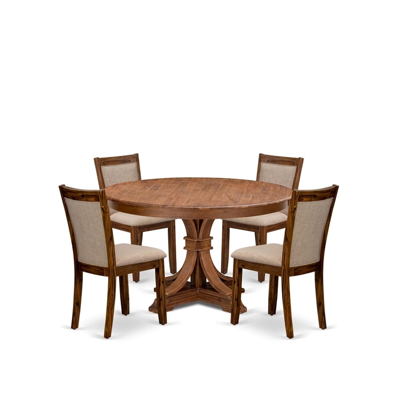 East West Furniture Ferris 5-Piece Kitchen Dining Set in Walnut Finish