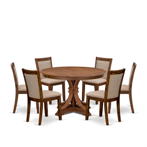 East West Furniture Ferris 7-Piece Kitchen Table Set in Walnut Finish