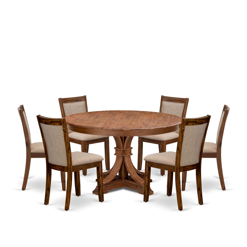 East West Furniture Ferris 7-Piece Modern Dining Table Set in Walnut Finish