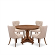 East West Furniture Ferris 5-Piece Dining Table Set in Walnut Finish