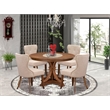 East West Furniture Ferris 5-Piece Dining Table Set in Walnut Finish