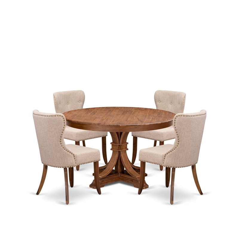 East West Furniture Ferris 5-Piece Modern Dining Set in Walnut Finish