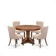 East West Furniture Ferris 5-Piece Modern Dining Set in Walnut Finish