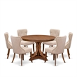 East West Furniture Ferris 7-Piece Mid-Century Kitchen Table Set in Walnut