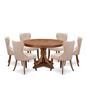 East West Furniture Ferris 7-Piece Kitchen Table Set in Walnut Finish