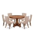 East West Furniture Ferris 7-Piece Kitchen Table Set in Walnut Finish