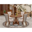 East West Furniture Ferris 5 Piece Round Dining Room Set in Walnut Finish