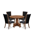 East West Furniture Ferris 5 Piece Round Dining Room Set in Walnut Finish
