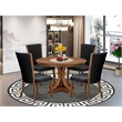 East West Furniture Ferris 5 Piece Round Dining Room Set in Walnut Finish