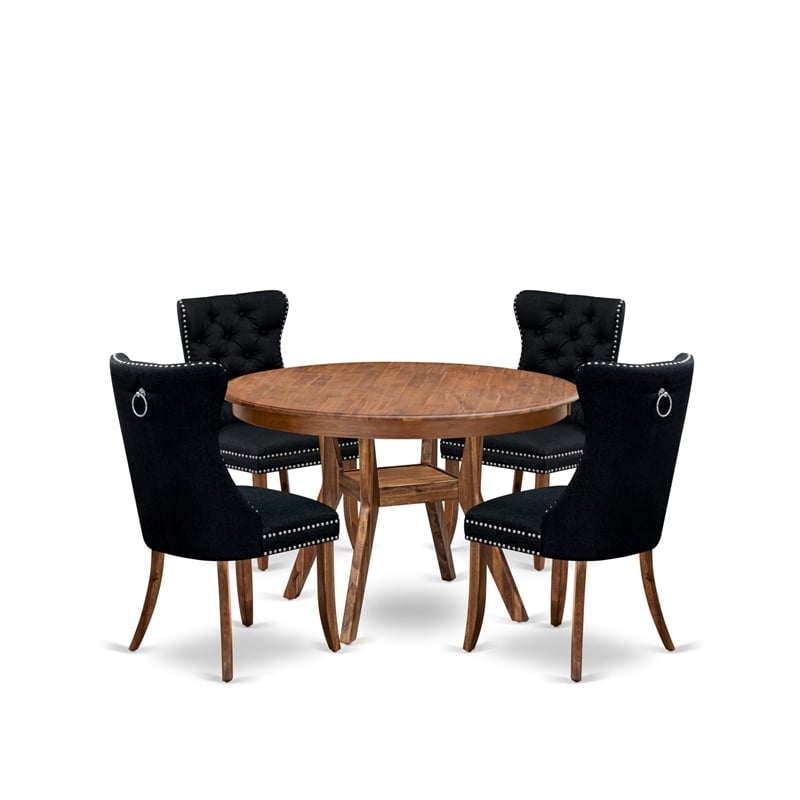 East West Furniture Ferris 5-Piece Dining Table Set in Walnut Finish