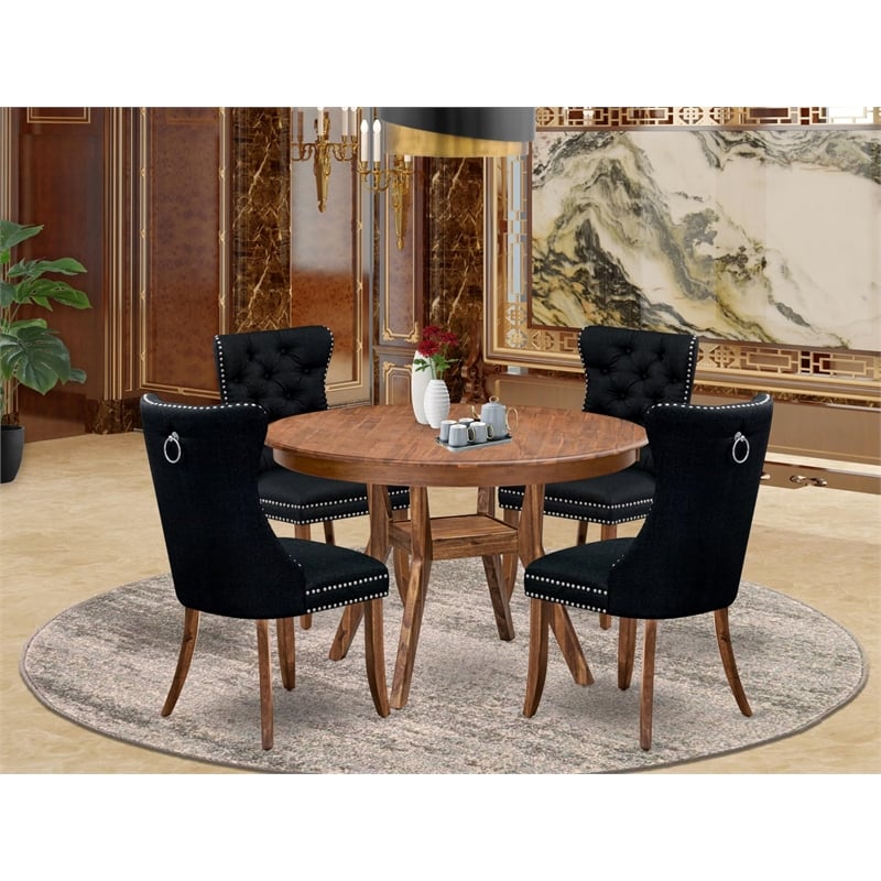 East West Furniture Ferris 5-Piece Dining Table Set in Walnut Finish
