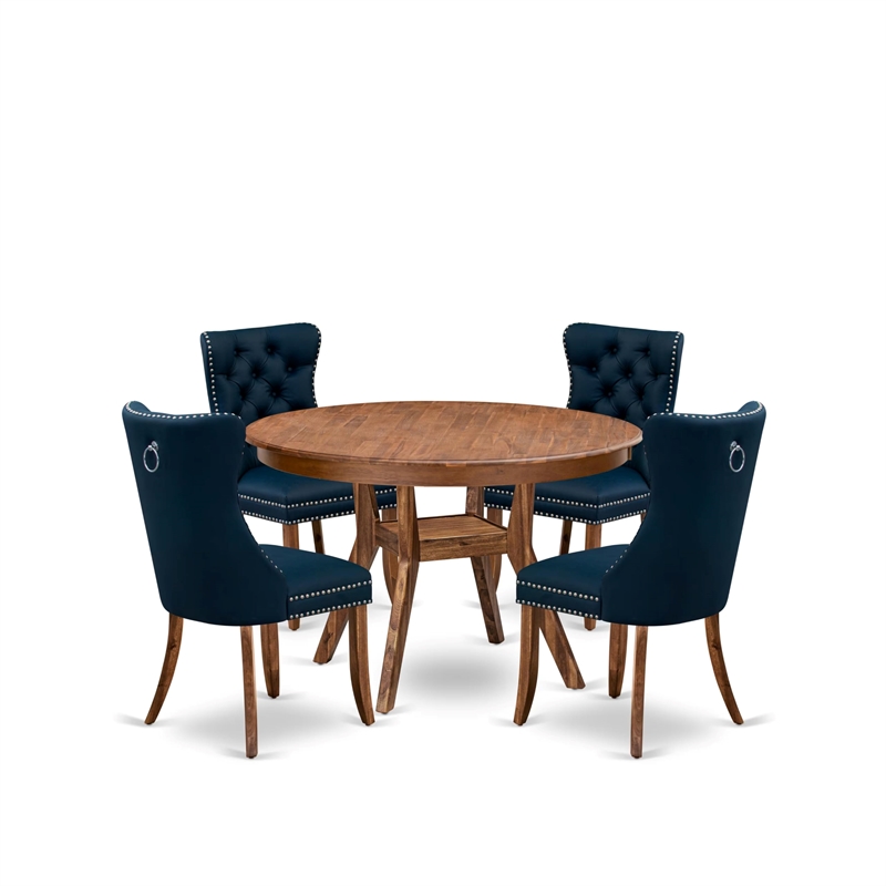 East West Furniture Ferris 5-Piece Mid Centuyr Kitchen Set in Walnut Finish