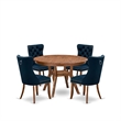 East West Furniture Ferris 5-Piece Mid Centuyr Kitchen Set in Walnut Finish