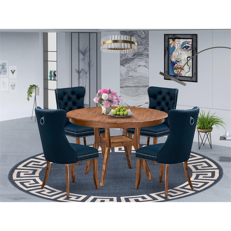 East West Furniture Ferris 5-Piece Mid Centuyr Kitchen Set in Walnut Finish