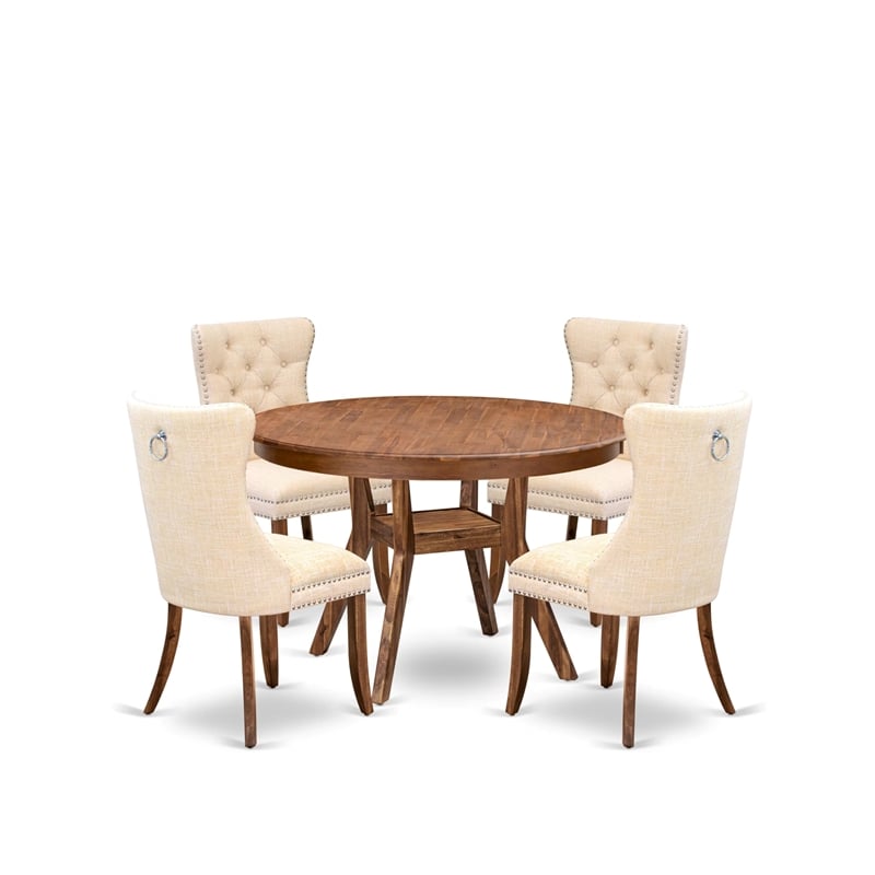 East West Furniture Ferris 5-Piece Dining Room Set in Walnut Finish