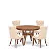 East West Furniture Ferris 5-Piece Dining Room Set in Walnut Finish
