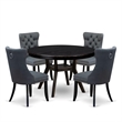 East West Furniture Ferris 5-Piece Dining Table Set in Black Finish