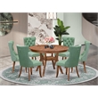 East West Furniture Ferris 7-Piece Mid Century Dining Set in Walnut Finish
