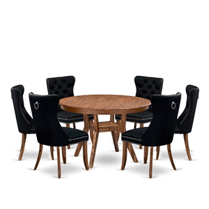 East West Furniture Ferris 7-Piece Kitchen Table Set in Walnut Finish