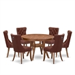 East West Furniture Ferris 7-Piece Dining Table Set in Walnut Finish