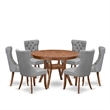 East West Furniture Ferris 7-Piece Dining Table Set in Walnut Finish