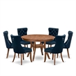 East West Furniture Ferris 7-Piece Dining Table Set in Walnut Finish