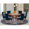 East West Furniture Ferris 7-Piece Dining Table Set in Walnut Finish