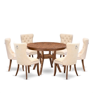East West Furniture Ferris 7-Piece Kitchen Table Set in Walnut Finish