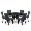 East West Furniture Ferris 7-Piece Mid-Century Kitchen Table Set in Black Finish