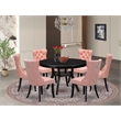 East West Furniture Ferris 7 Piece Round Kitchen Table Set in Black Finish