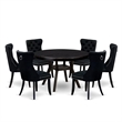 East West Furniture Ferris 7 Piece Round Dining Set in Black Finish