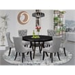 East West Furniture Ferris 7 Piece Round Dining Table Set in Black Finish
