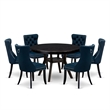 East West Furniture Ferris 7 Piece Round Dining Room Set in Black Finish