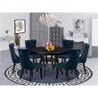 East West Furniture Ferris 7 Piece Round Dining Room Set in Black Finish