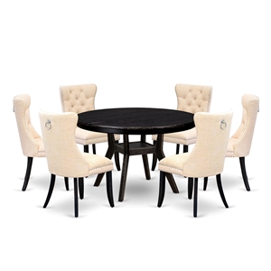 East West Furniture Ferris 7-Piece Modern Dining Table Set in Black Finish