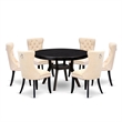 East West Furniture Ferris 7-Piece Modern Dining Table Set in Black Finish