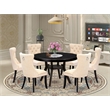 East West Furniture Ferris 7-Piece Modern Dining Table Set in Black Finish