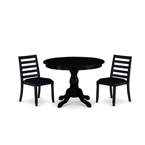 East West Furniture Hartland 3-Piece Dining Set in Black Finish
