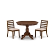 East West Furniture Hartland 3 Piece A Kitchen Table Set in Walnut Finish