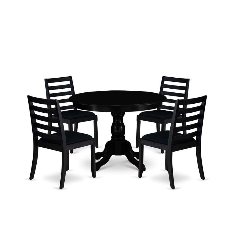 East West Furniture Hartland 5-Piece Kitchen Dining Set in Black Finish
