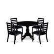 East West Furniture Hartland 5-Piece Kitchen Dining Set in Black Finish