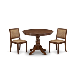 East West Furniture Hartland 3 Piece A Modern Dining Table Set in Walnut Finish