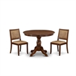 East West Furniture Hartland 3 Piece A Modern Dining Table Set in Walnut Finish