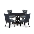 East West Furniture Irving 5-Piece Dining Table Set in Black Finish