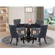 East West Furniture Irving 5-Piece Dining Table Set in Black Finish
