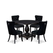East West Furniture Irving 5 Piece Round Kitchen Set in Black Finish