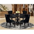 East West Furniture Irving 5 Piece Round Kitchen Set in Black Finish