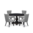 East West Furniture Irving 5 Piece Round Kitchen Table Set in Black Finish