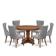 East West Furniture Ferris 7-Piece Mid Century Modern Dining Set in Walnut