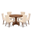 East West Furniture Ferris 7-Piece Modern Dining Table Set in Walnut Finish